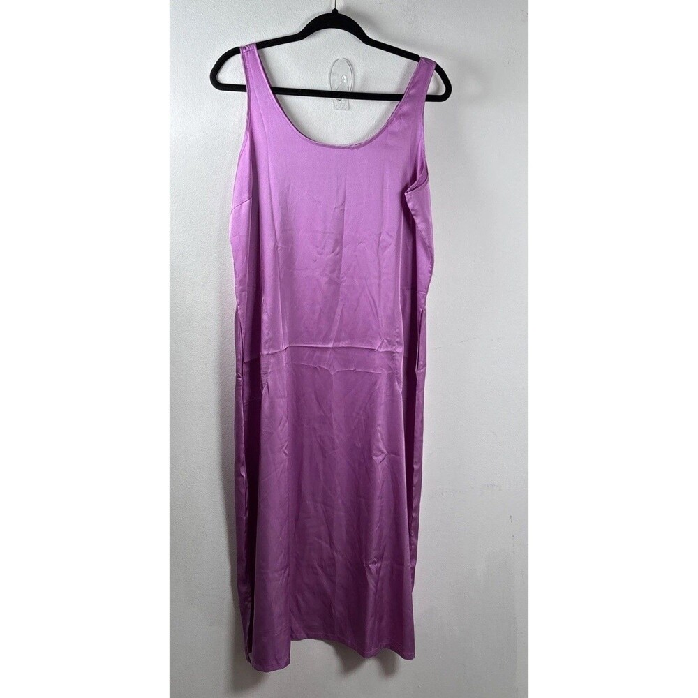 MUK LUKS Purple Magenta Minimalist Sleeveless Maxi Dress w/ Pockets L